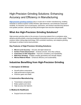 High-Precision Grinding Solutions_ Enhancing Accuracy and Efficiency in Manufacturing