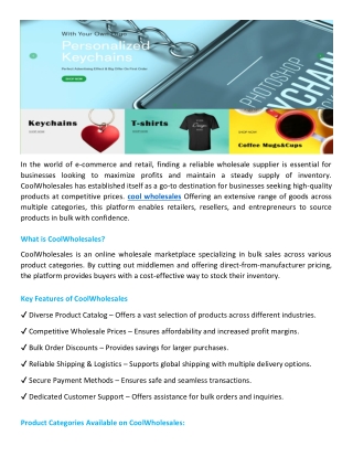 CoolWholesales Your Ultimate Destination for Wholesale Shopping