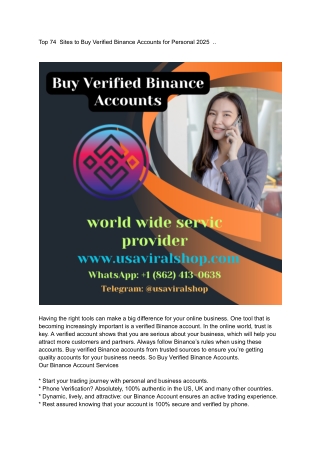 Top 74  Sites to Buy Verified Binance Accounts for Personal 2025