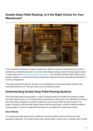 Double Deep Pallet Racking Is It the Right Choice for Your Warehouse