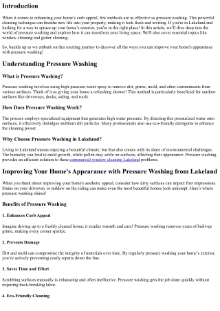 Improving Your Home's Appearance with Pressure Washing from Lakeland