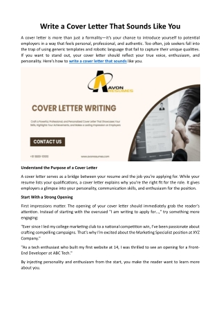 Cover Letter Writing - Write a Cover Letter That Sounds