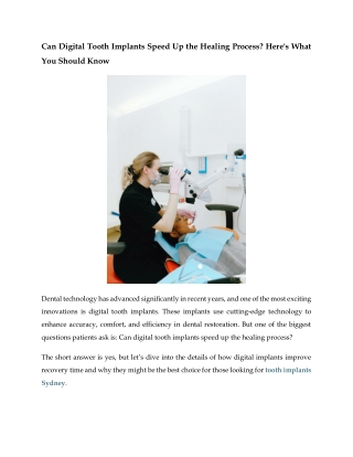 Can Digital Tooth Implants Speed Up the Healing Process? Here's What You Should