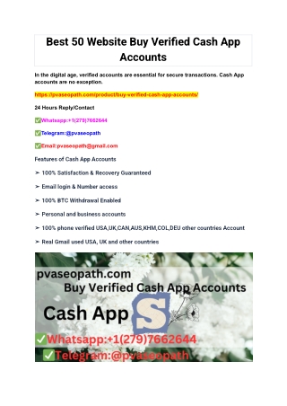 Best 50 Website Buy Verified Cash App Accounts