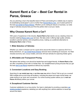 Karent Rent a Car – Best Car Rental in Paros, Greece