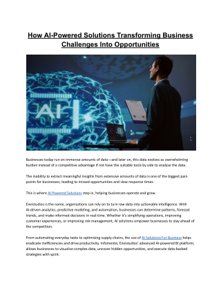 How AI-Powered Solutions Transforming Business Challenges Into Opportunities?