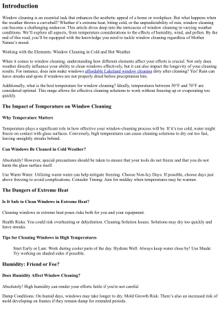 Working with the Elements: Window Cleaning in Cold and Hot Weather