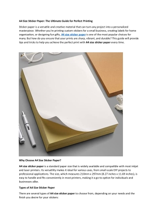 A4 Size Sticker Paper