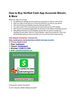 How to Buy Verified Cash App Accounts Bitcoin, & More