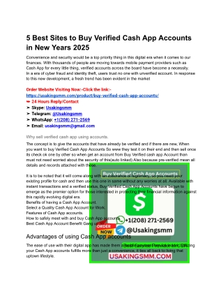 5 Best Sites to Buy Verified Cash App Accounts in New Years 2025