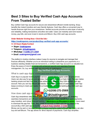 Best 3 Sites to Buy Verified Cash App Accounts From Trusted Seller