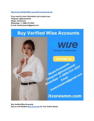 How to buy Verified Wise accounts for personal use