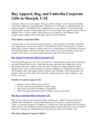 Buy Apparel Bag, and Umbrella Corporate Gifts in UAE