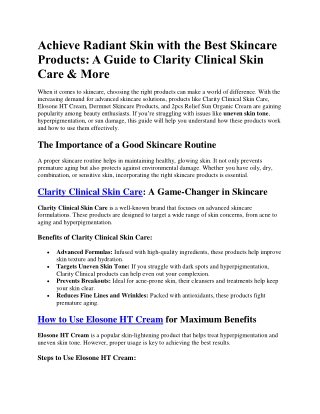 Achieve Radiant Skin with the Best Skincare Products