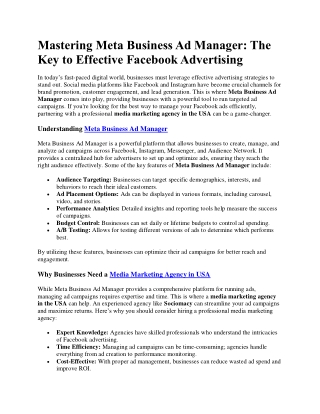 Mastering Meta Business Ad Manager