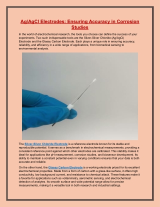 AgAgCl Electrodes Ensuring Accuracy in Corrosion Studies