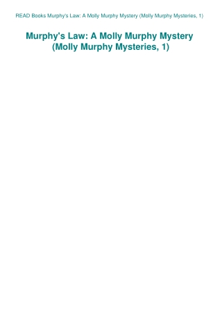 READ Books Murphy's Law A Molly Murphy Mystery (Molly Murphy Mysteries  1)