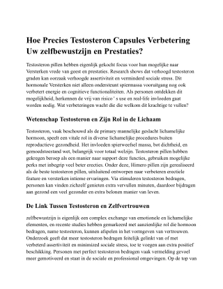 Hoe Precies Testosteron Capsules Toename Uw zelfbewustzijn en Functionaliteit?