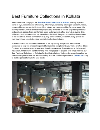 Best Furniture Collections in Kolkata