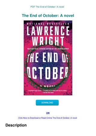PDF The End of October A novel