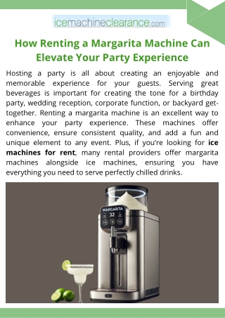 How Renting a Margarita Machine Can Elevate Your Party Experience