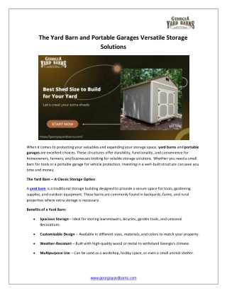 The Yard Barn and Portable Garages Versatile Storage Solutions
