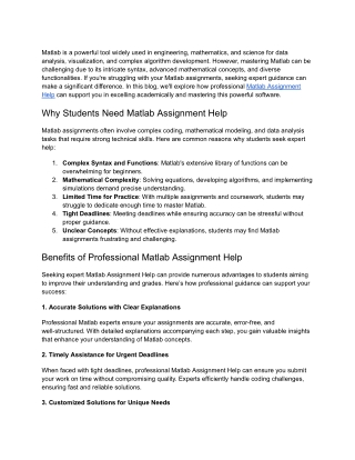 Matlab Assignment Help from Experts You Can Trust!