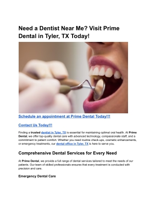 Need a Dentist Near Me_ Visit Prime Dental in Tyler, TX Today!