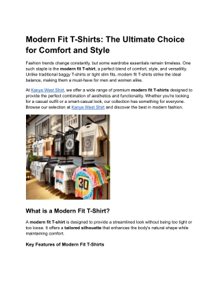 Modern Fit T-Shirts_ The Ultimate Choice for Comfort and Style