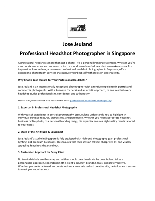 Professional Headshot Photographer in Singapore