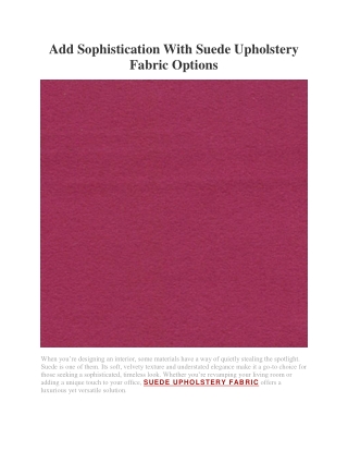 Suede Upholstery Fabric