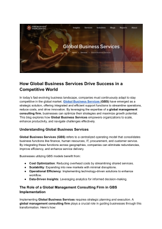 How Global Business Services Drive Success in a Competitive World
