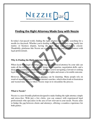 Finding the Right Attorney Made Easy with Nezzie