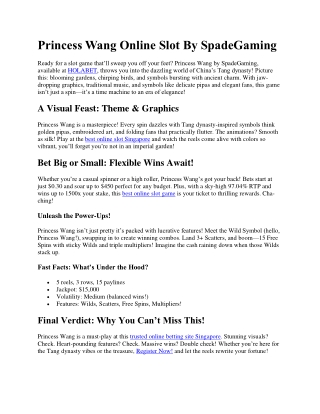 Princess Wang Online Slot By SpadeGaming