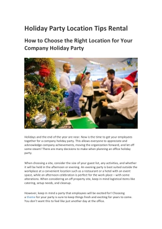 How to Choose the Right Location for Your Company Holiday Party