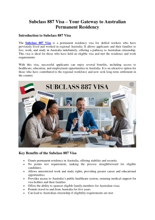 Subclass 887 Visa – Your Gateway to Australian Permanent Residency