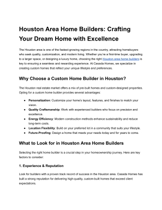 Houston Area Home Builders: Crafting Your Dream Home with Excellence