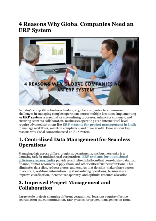 4 Reasons Why Global Companies Need an ERP System