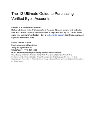 The 12 Ultimate Guide to Purchasing Verified Bybit Accounts
