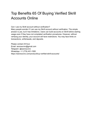 Top Benefits 65 Of Buying Verified Skrill Accounts Online