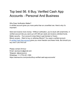 Top best 56. 6 Buy, Verified Cash App Accounts - Personal And Business