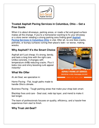Trusted Asphalt Paving Services in Columbus