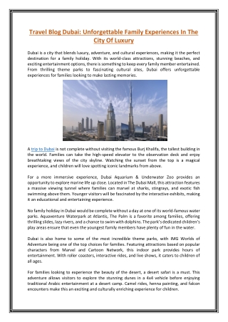 Travel Blog Dubai Unforgettable Family Experiences In The City Of Luxury