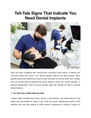 Tell-Tale Signs That Indicate You Need Dental Implants