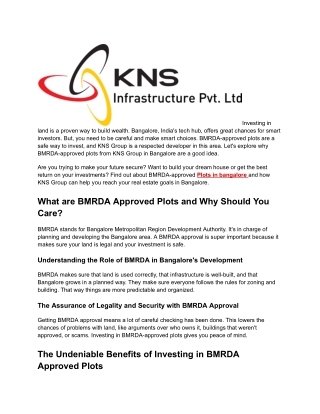 BMRDA Approved Plots In Bangalore