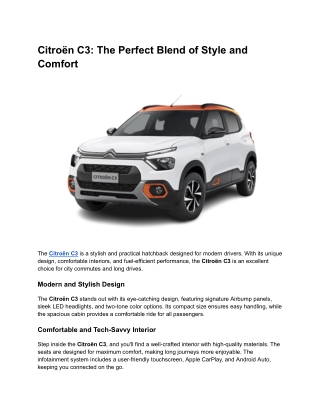 Citroën C3_ The Perfect Blend of Style and Comfort