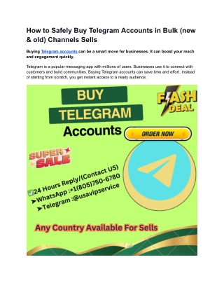 How to Safely Buy Telegram Accounts in Bulk (new & old) Channels Sells
