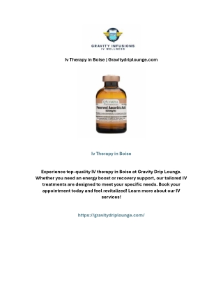 Iv Therapy in Boise | Gravitydriplounge.com