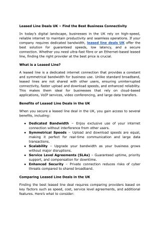 Leased Line Deals UK