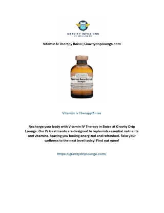 Vitamin Iv Therapy Boise | Gravitydriplounge.com